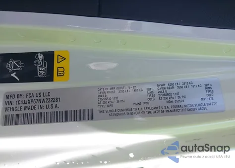 2022 Jeep Wrangler 4Xe Unlimited Sahara 4X4 z USA, uszkodzony, nr VIN 1C4JJXP67NW232281